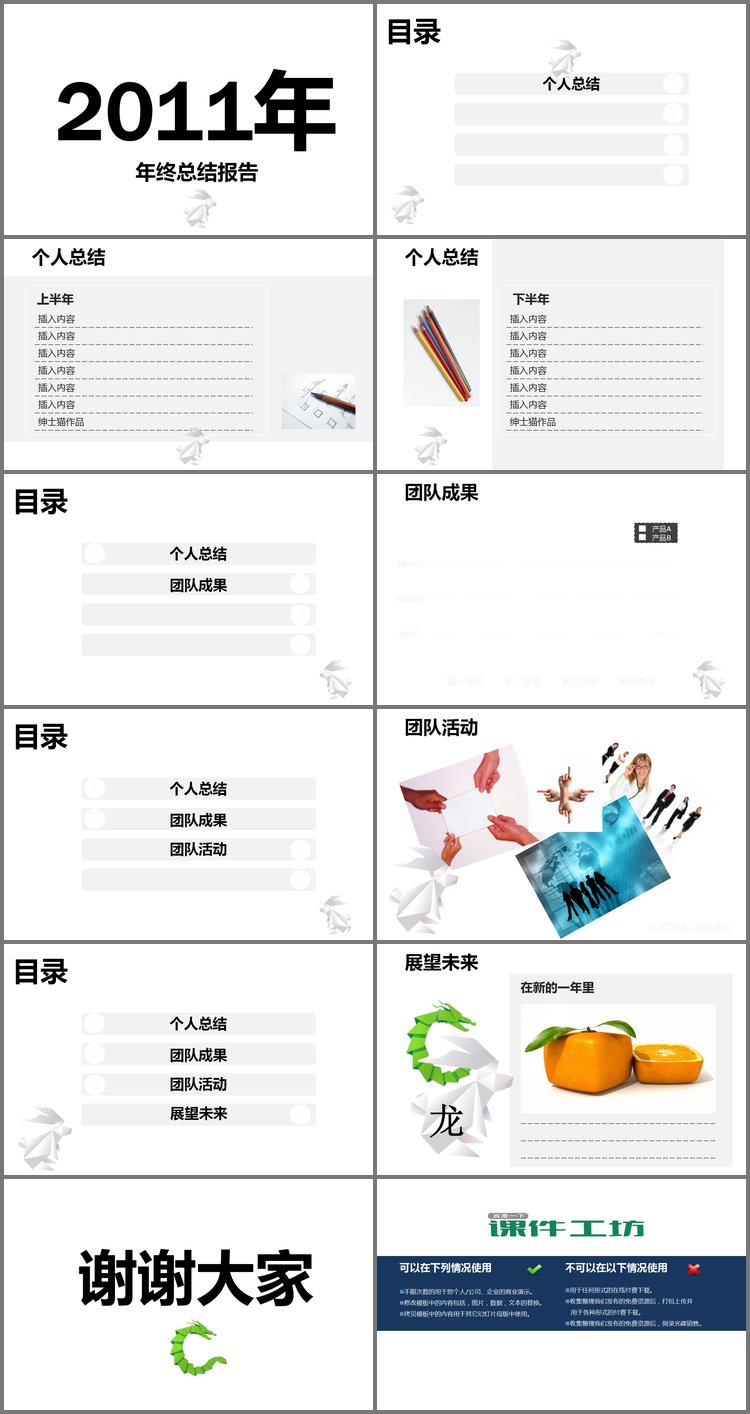 PPT模板-年度工作总结报告PPT模板下载
