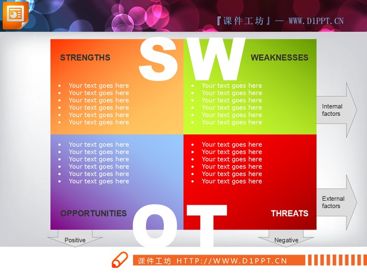 2张并列关系的SWOT分析幻灯片图表素材