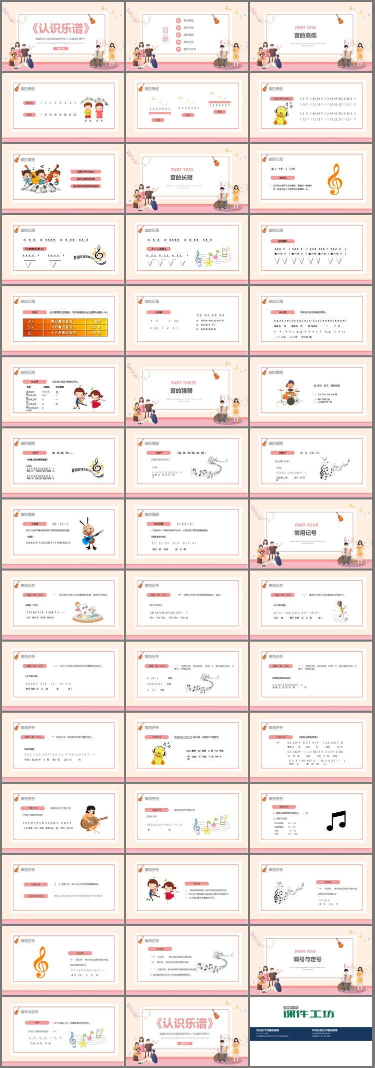 PPT模板-《认识乐谱》PPT模板下载