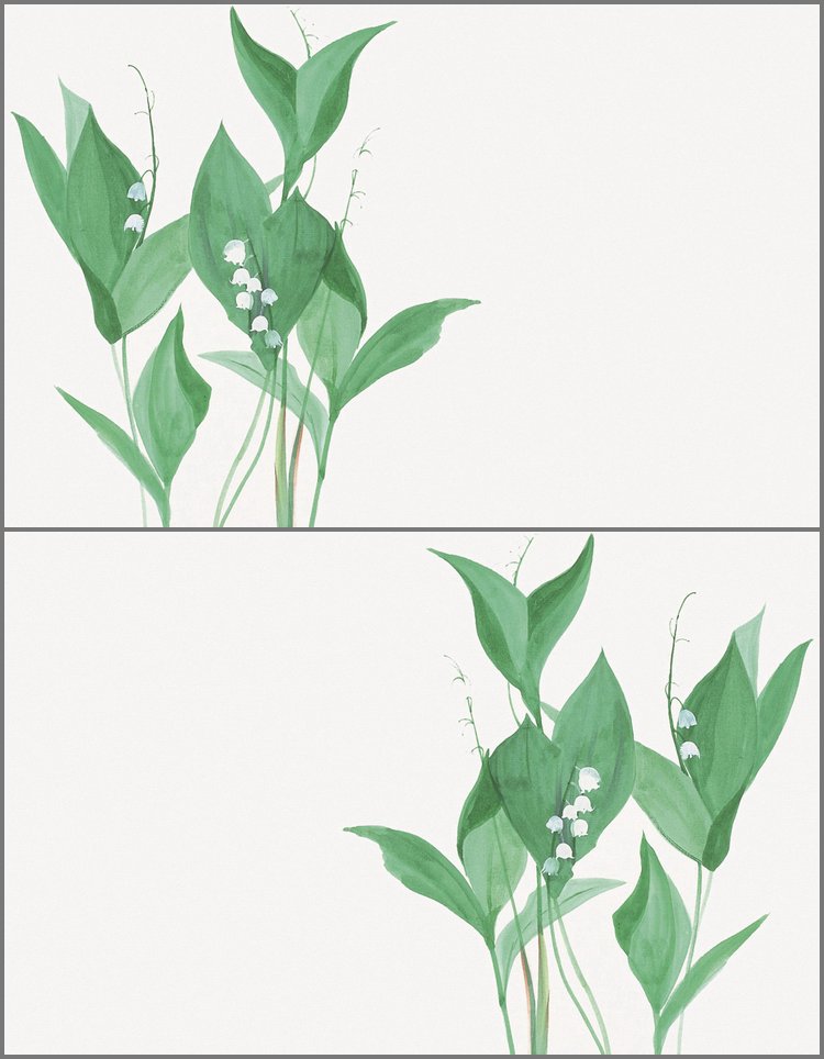 PPT模板-两张清新水彩植物绿叶PPT背景图片