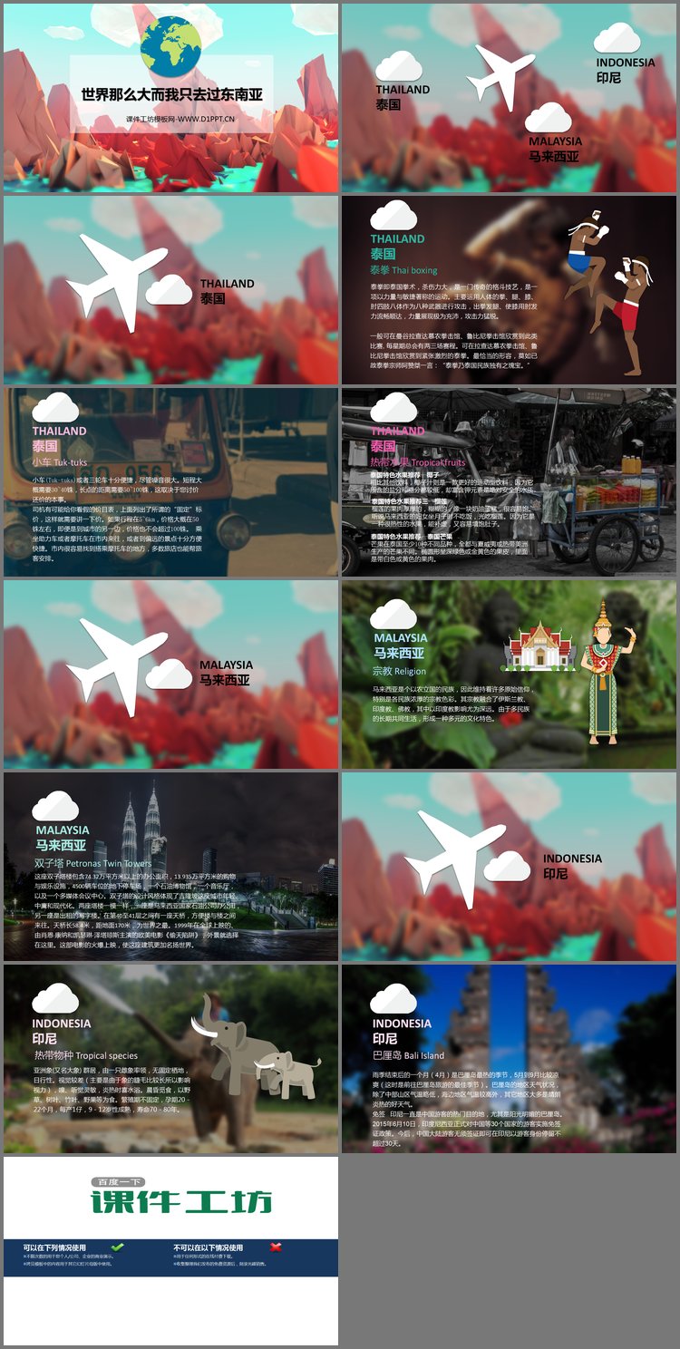 PPT模板-旅游攻略PPT：东南亚旅游PowerPoint