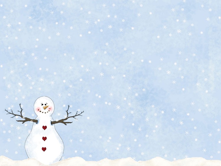 一组雪花松树雪人圣诞节PPT背景图片