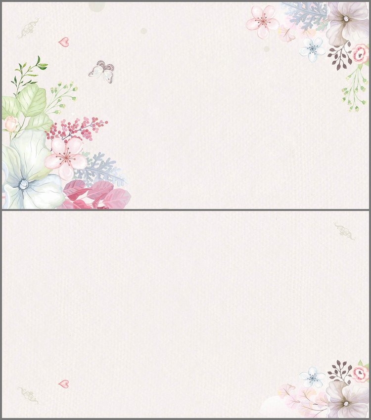 PPT模板-淡雅水彩花卉蝴蝶PPT背景图片