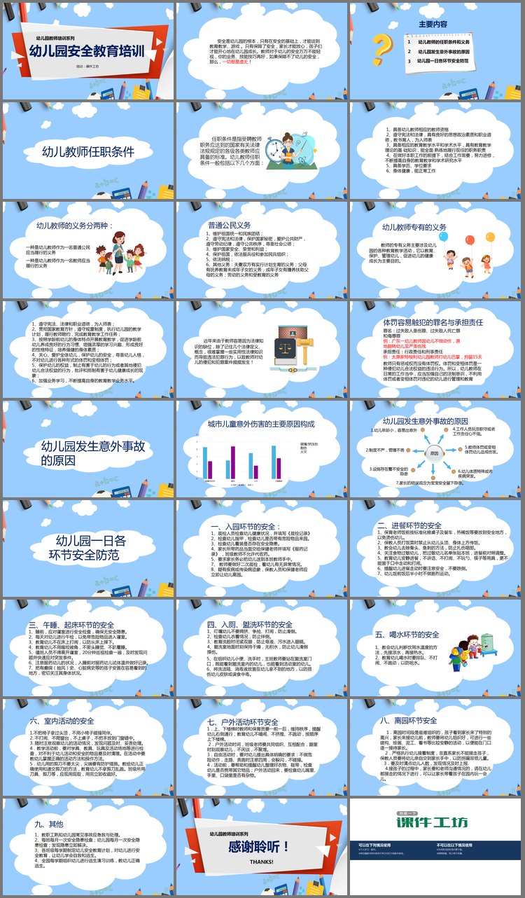 PPT模板-幼儿园安全教育培训PPT下载