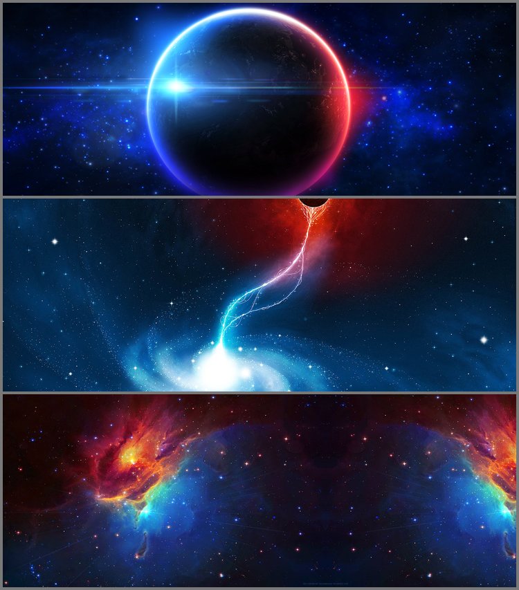 PPT模板-三张炫酷星空星球PPT背景图片
