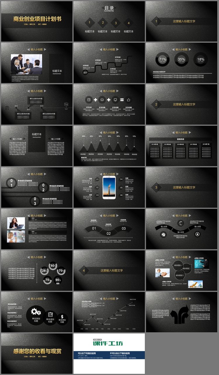 PPT模板-简洁大气黑金商业计划书PPT模板