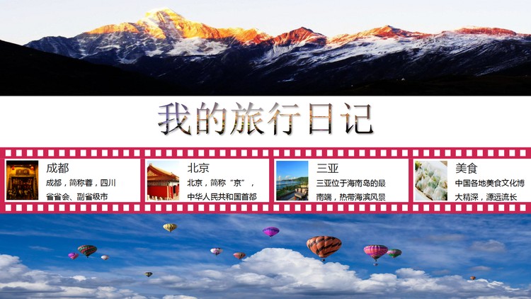 我的旅行日记电子相册PPT模板