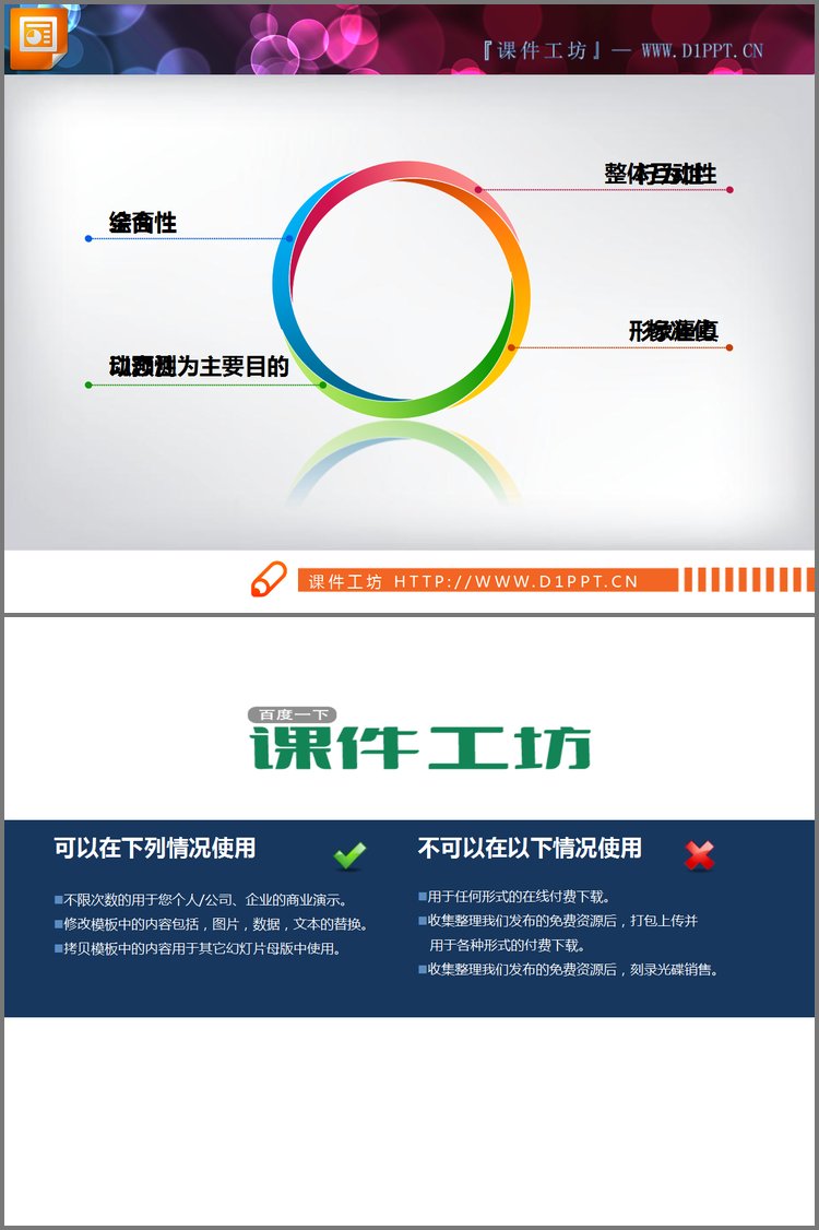 PPT模板-关联关系圆环幻灯片图表模板下载