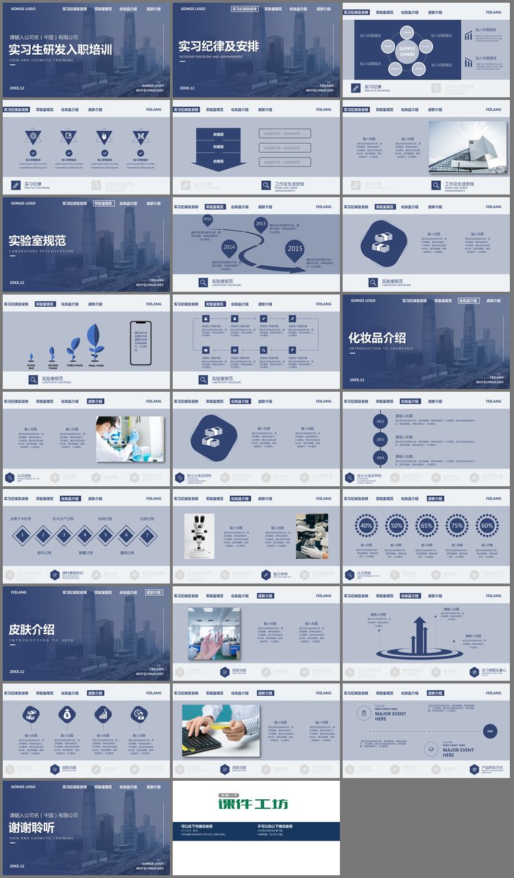 PPT模板-蓝色稳重实习生研发入职培训PPT模板