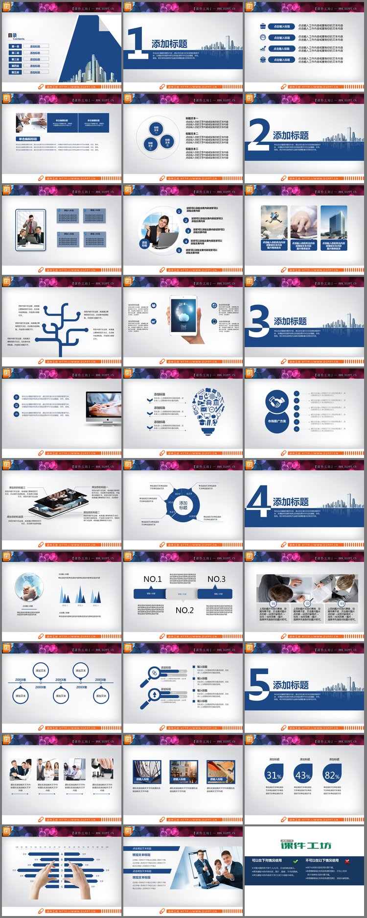 PPT模板-蓝色实用创业融资计划书PPT图表