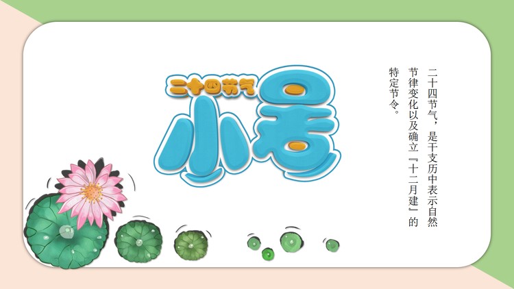 撞色背景的小暑节气介绍PPT模板