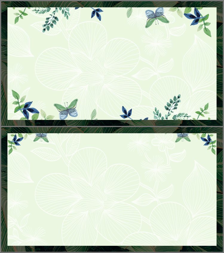 PPT模板-清新绿色水彩PPT边框背景图片