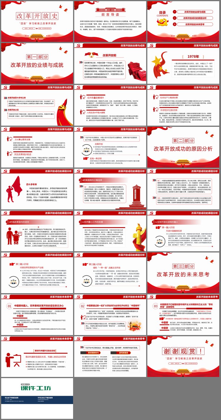 PPT模板-“四史”学习教育之改革开放史PPT