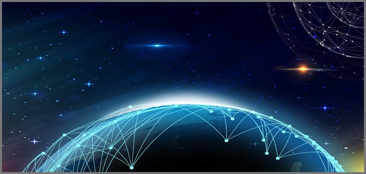 PPT模板-蓝色星空星球背景的科技PPT背景图片