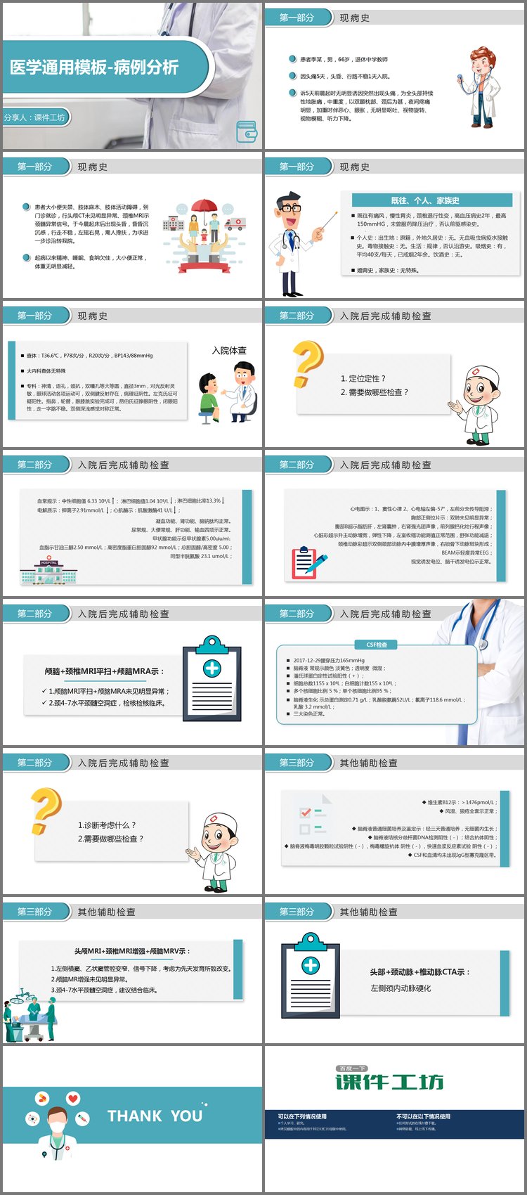 PPT模板-简约医生背景的病例分析PPT模板
