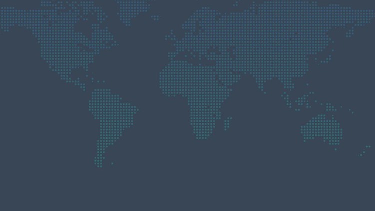 三张蓝灰世界地图点阵图PPT背景图片