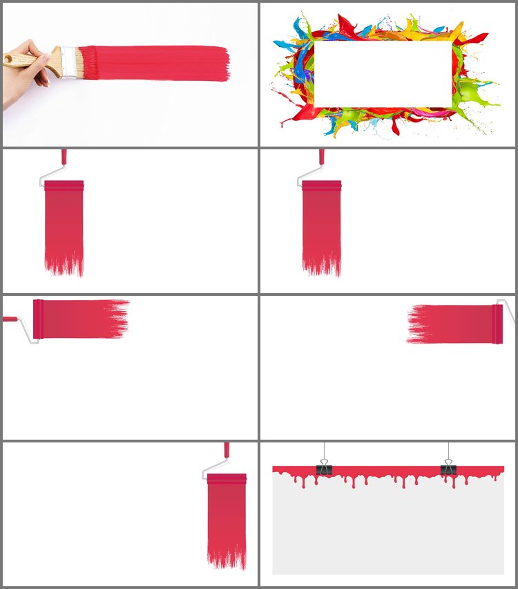 PPT模板-八张彩色油漆颜料PPT背景图片
