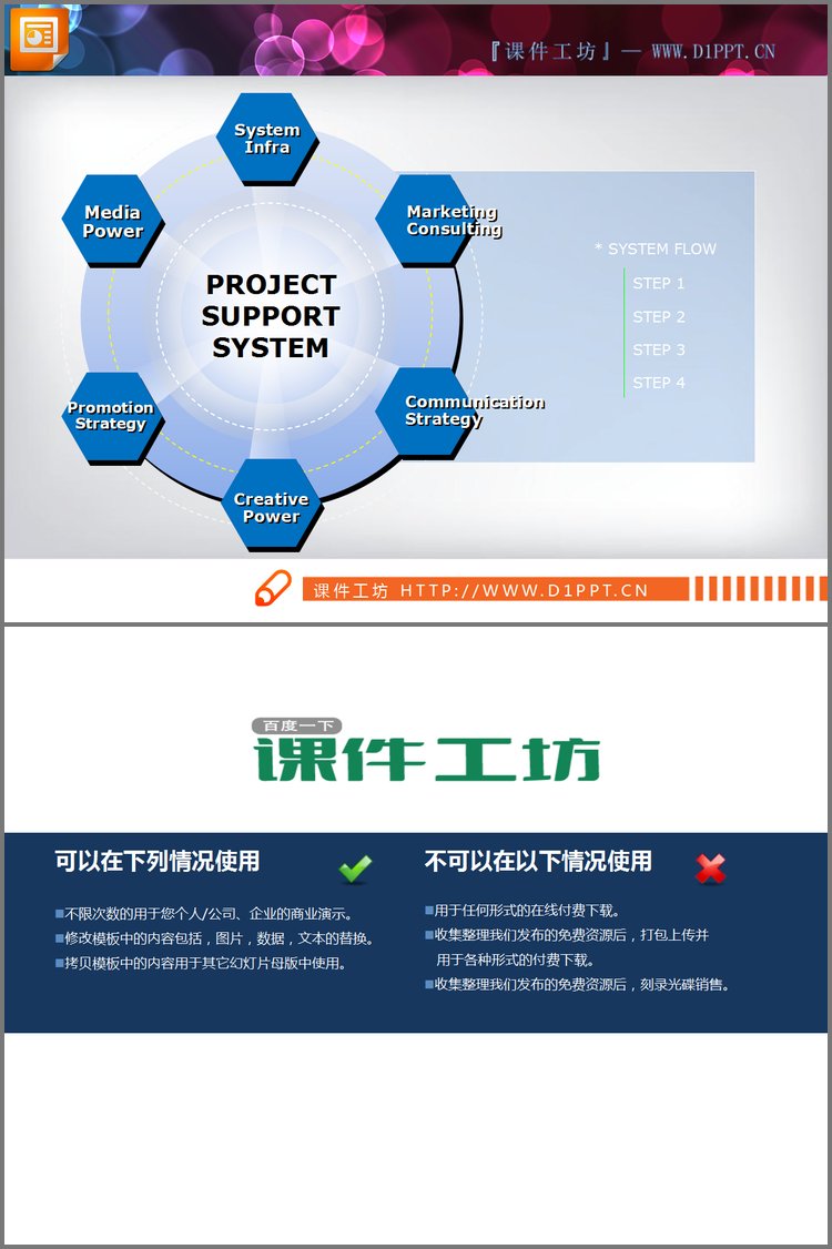 PPT模板-一份菱形环绕的并列关系PPT图表模板