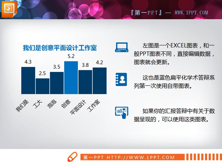 6张蓝色实用PPT柱状图