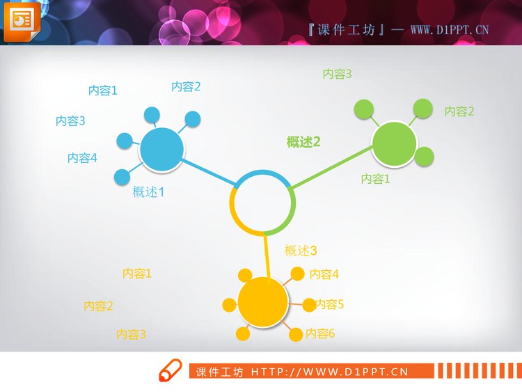 树状扩散关系PowerPoint图表模板