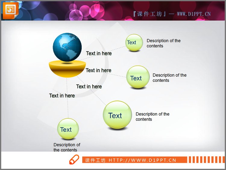 PPT模板-地球仪产品PPT分析说明图