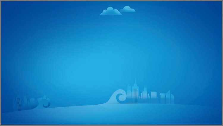 PPT模板-蓝色渐变城市剪影PPT背景图片