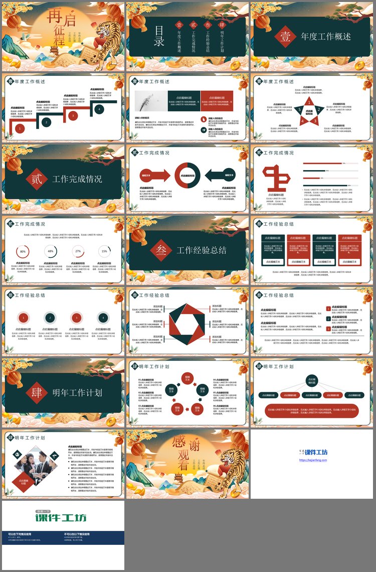 PPT模板-精美国潮风虎年再启征程PPT模板