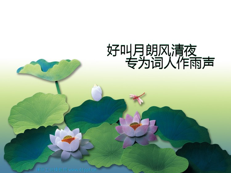 精美淡雅荷花背景植物类PPT模板