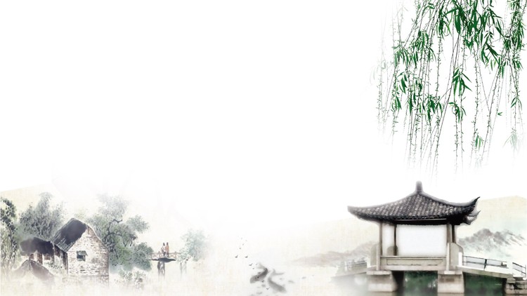 三张水墨乡村建筑PPT背景图片