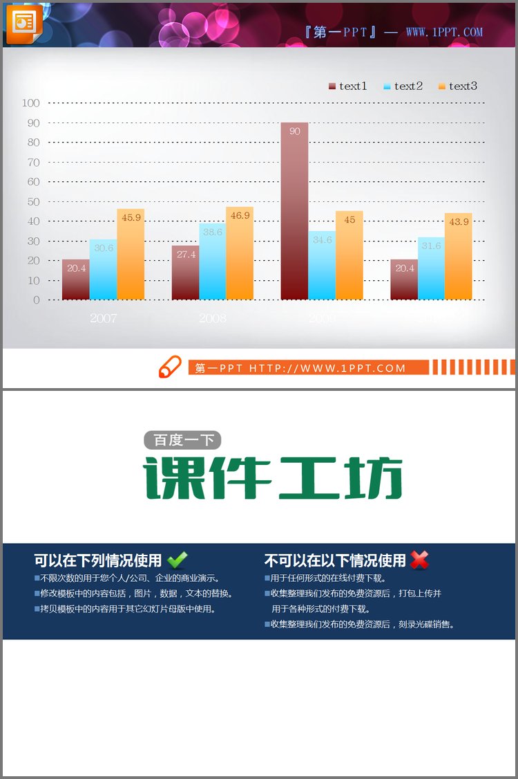 PPT模板-可编辑数据的PPT柱状图模板下载