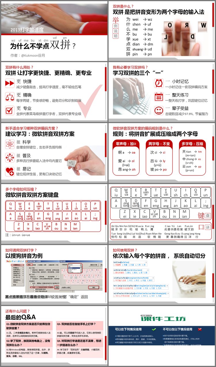 PPT模板-双拼打字学习PPT下载