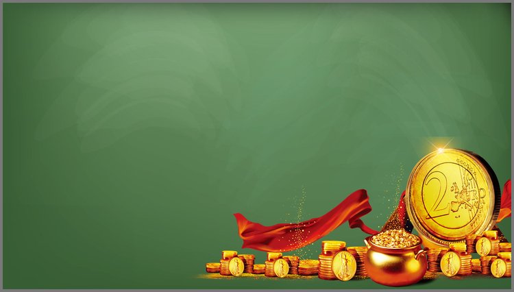 PPT模板-金币聚宝盆金融理财PPT背景图片