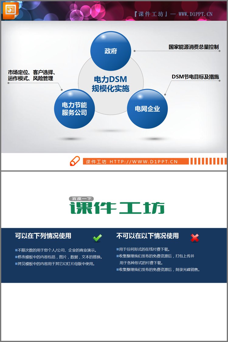 PPT模板-并列环绕幻灯片关系图模板免费下载