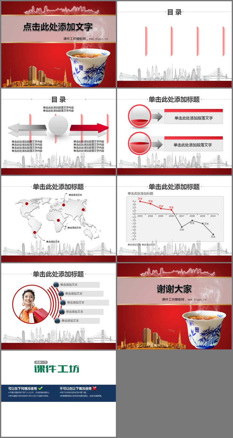PPT模板-楼盘茶杯背景的大话房地产幻灯片模板下载