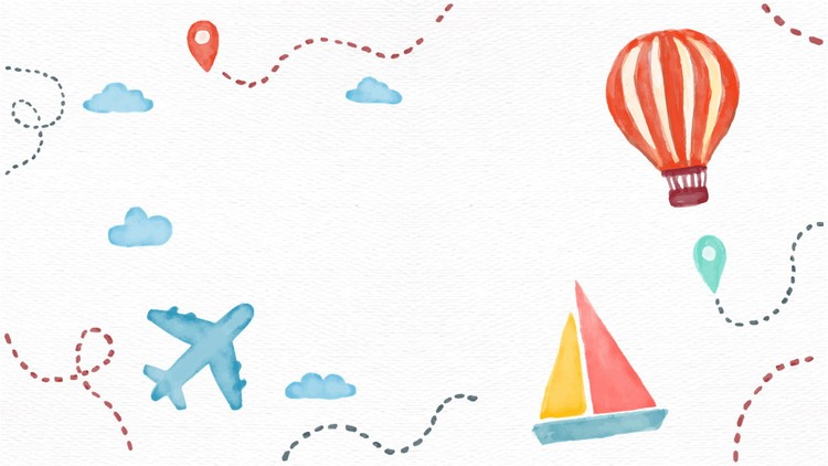 四张彩色手绘卡通PPT背景图片