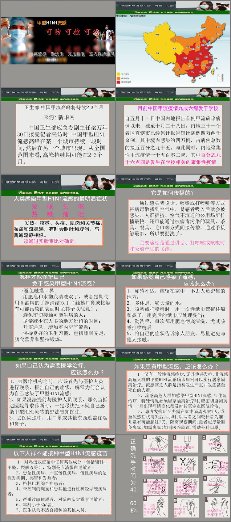 PPT模板-甲流防治PPT下载