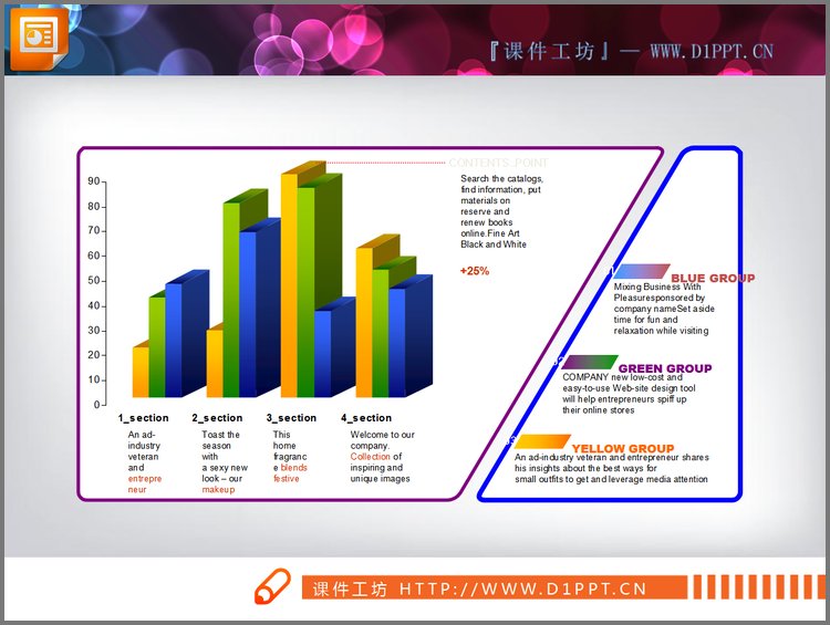 PPT模板-精美的PPT条状图素材下载