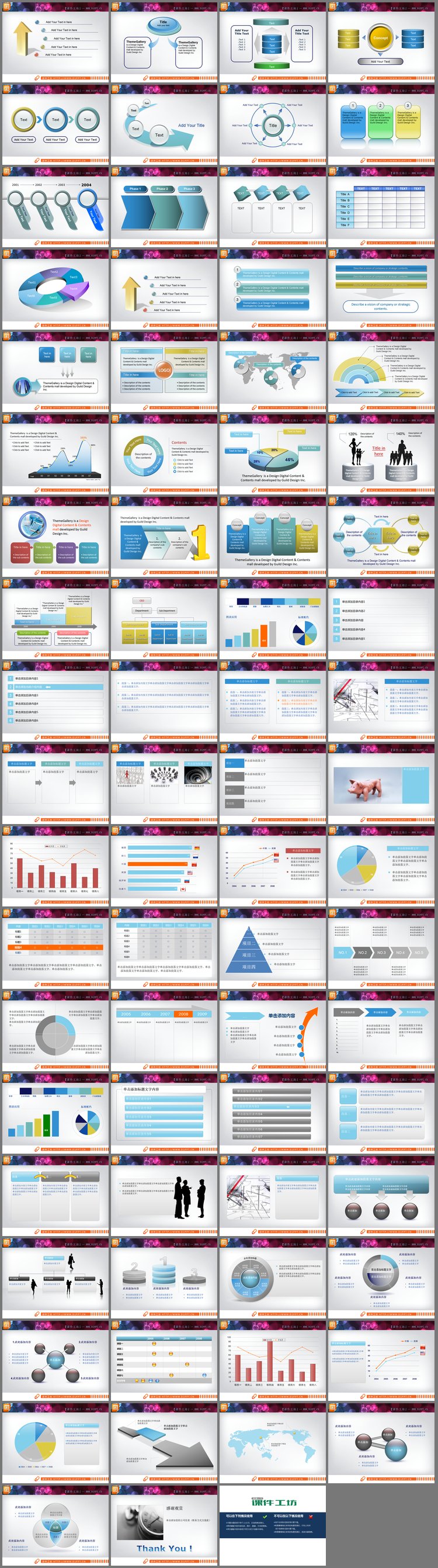 PPT模板-整套实用立体PPT图表