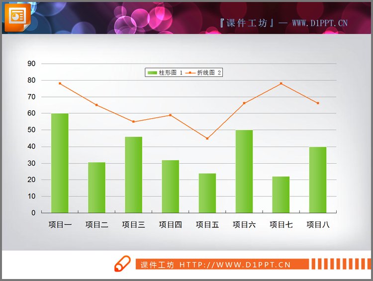 PPT模板-带折线图的PPT折线图表素材