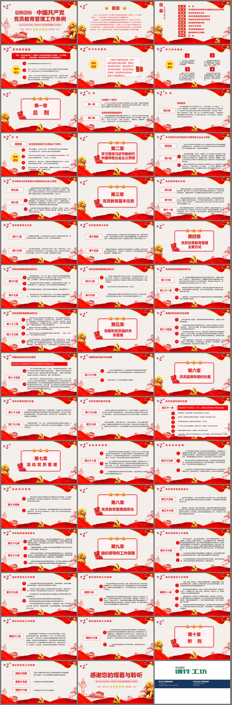 PPT模板-中国共产党党员教育管理工作条例PPT