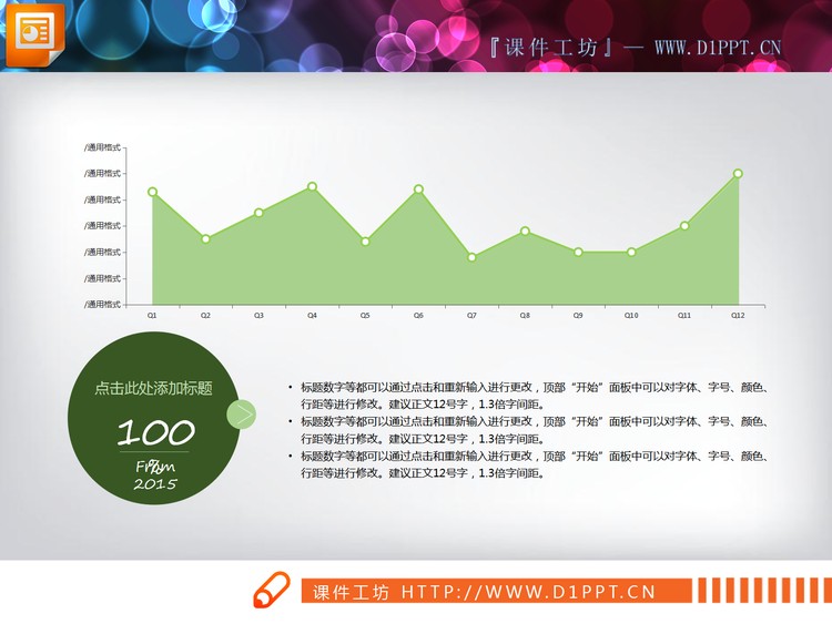 绿色简洁PPT折线图