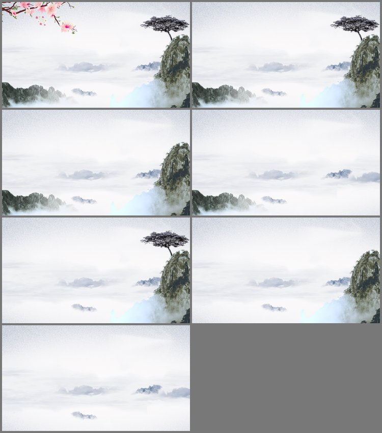 PPT模板-七张水墨山水古典中国风PPT背景图片