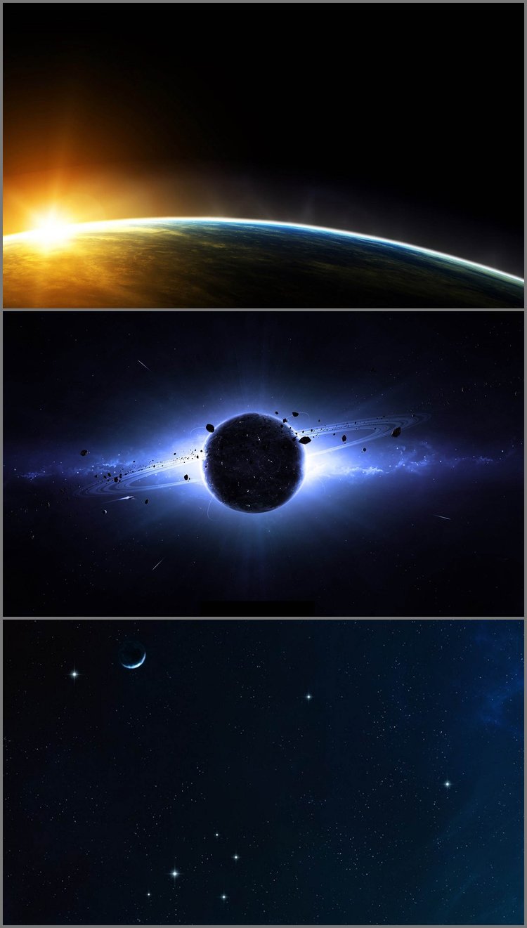 PPT模板-三张星空星球科技PPT背景图