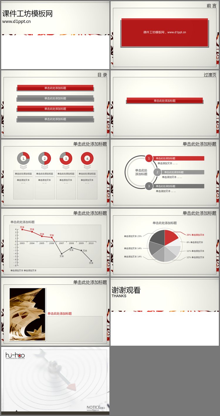 PPT模板-精美绚丽的艺术花纹背景时尚PPT模板