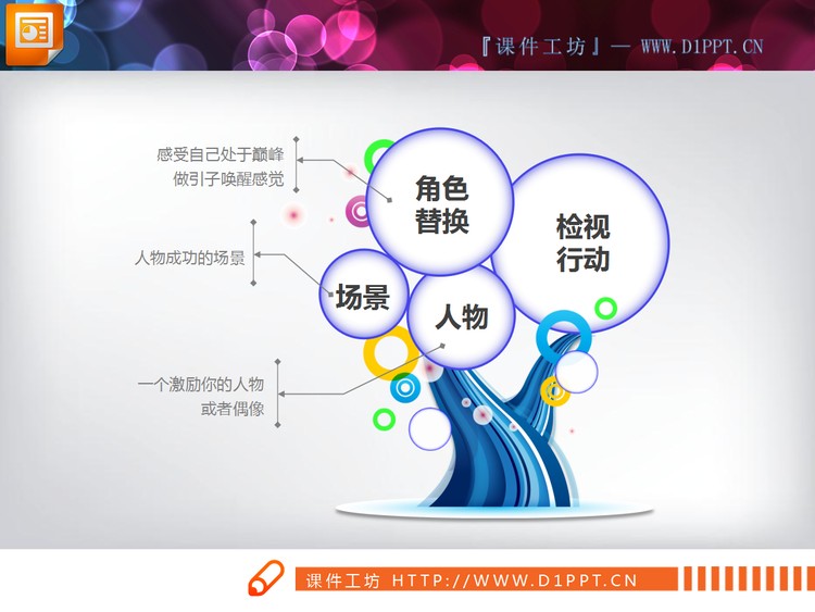 树状并列组合关系幻灯片图表模板下载