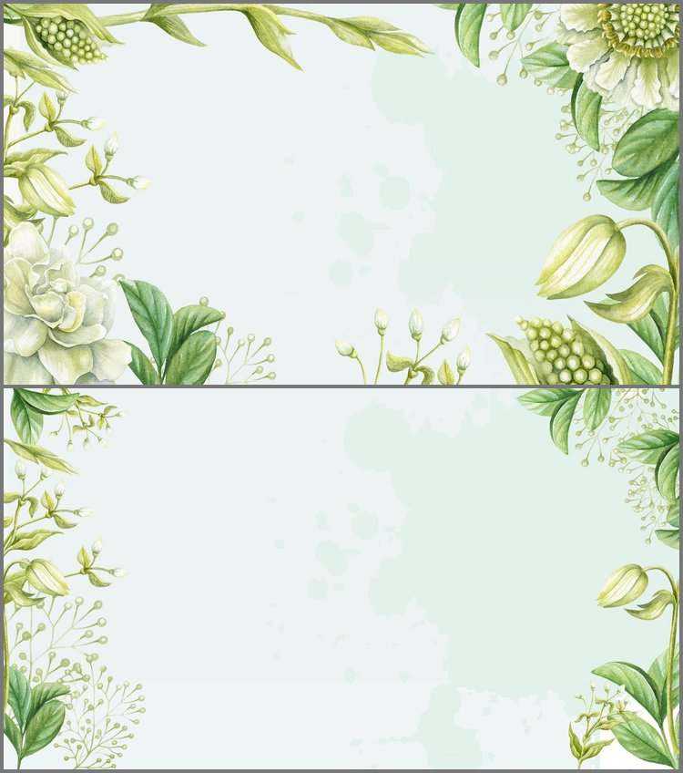 PPT模板-两张绿色水彩植物PPT背景图片