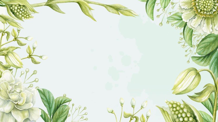两张绿色水彩植物PPT背景图片