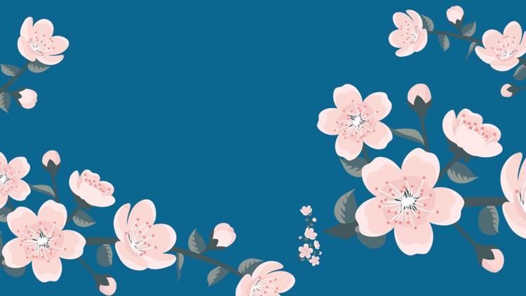 唯美水彩桃花PPT背景图片