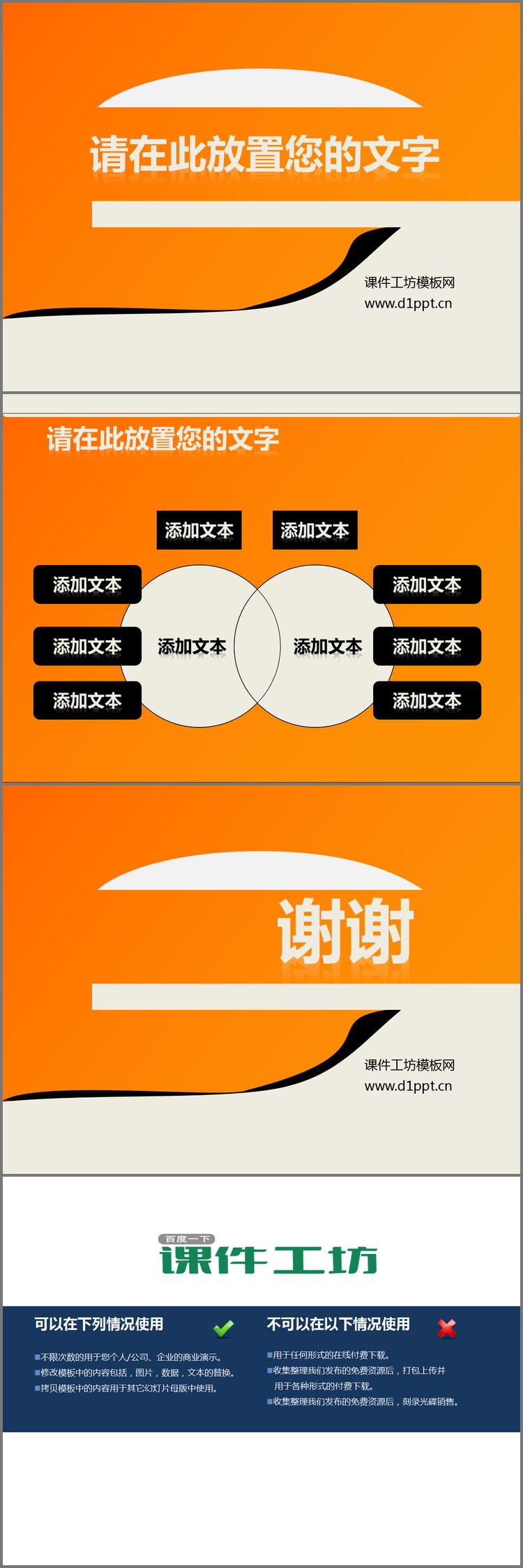 PPT模板-橙色简洁渐变背景商务PowerPoint模板