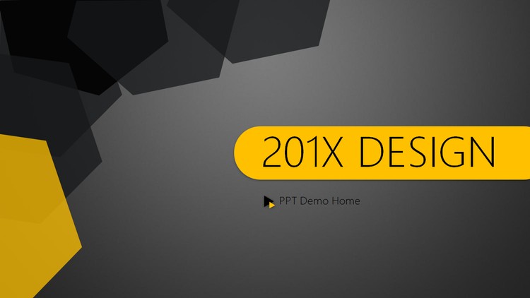 黑金扁平化多边形背景商务PPT模板免费下载